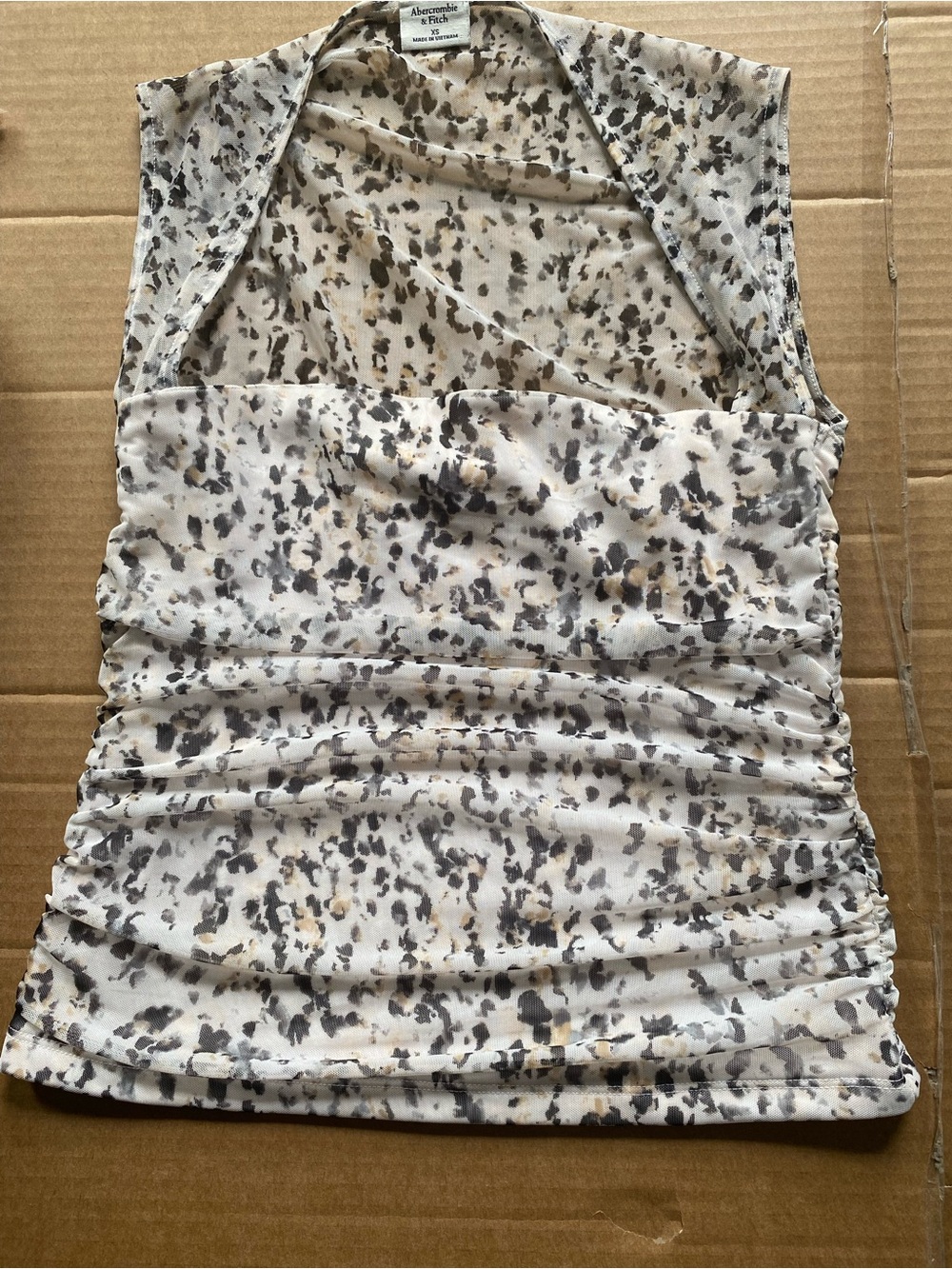 Abercrombie & Fitch Beige and Black Animal Print Ruched Tank